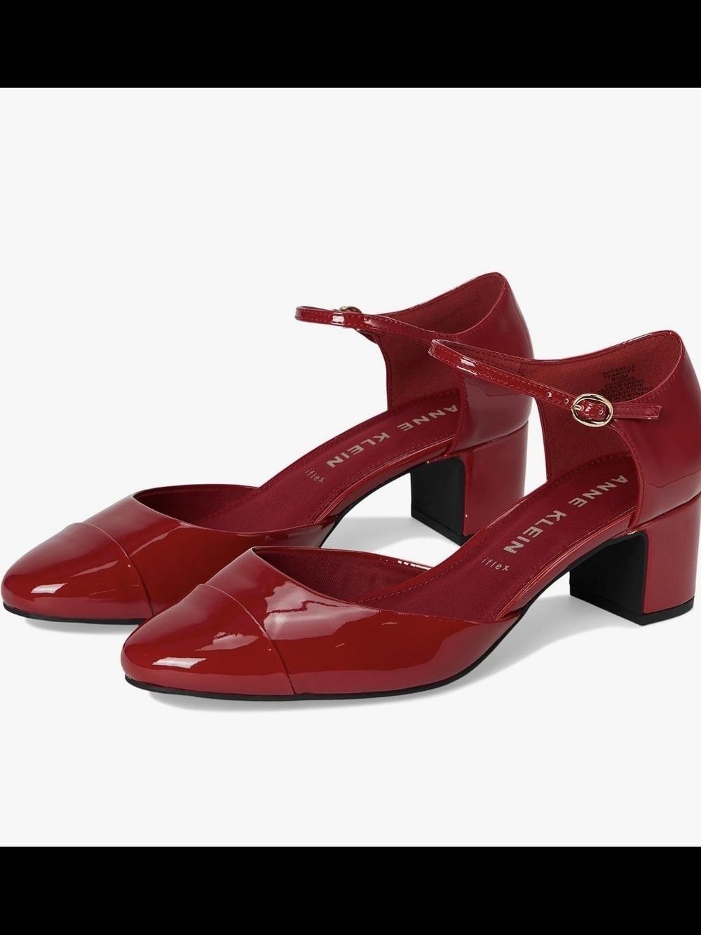 Anne Klein Red Patent Mary Jane Block Heel Shoes